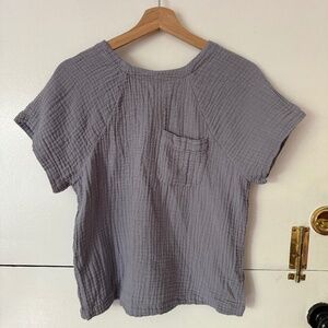 Madewell Lightspun Renwood Button-Back Top in Faded Lavender Gauze Cotton X-Smal
